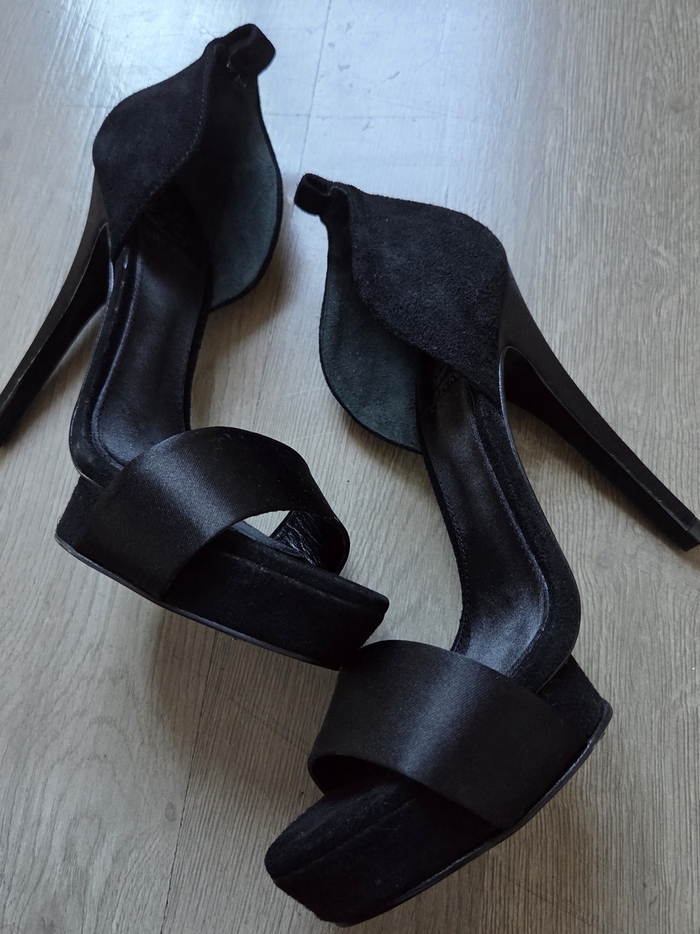 Tory Burch Black Suede & Satin Platform High Heels